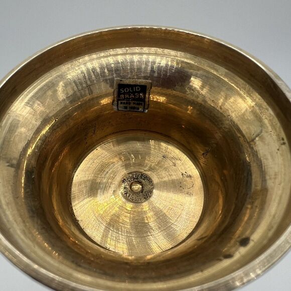 Vintage Handmade In India Solid Brass Vase 11.5" Tall - Picture 7 of 13